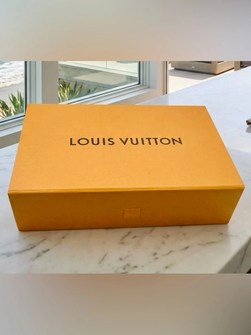 Authentic Louis Vuitton Signature Orange Textured Gift Box Approx.11” x 7” x 3”